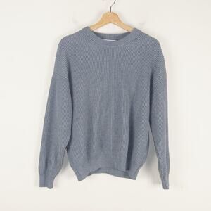 Zara Gray Ribbed Purl Knit Middleweight Pullover Sweater Womens Sz M